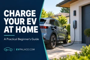 Electric car connected to a home charger