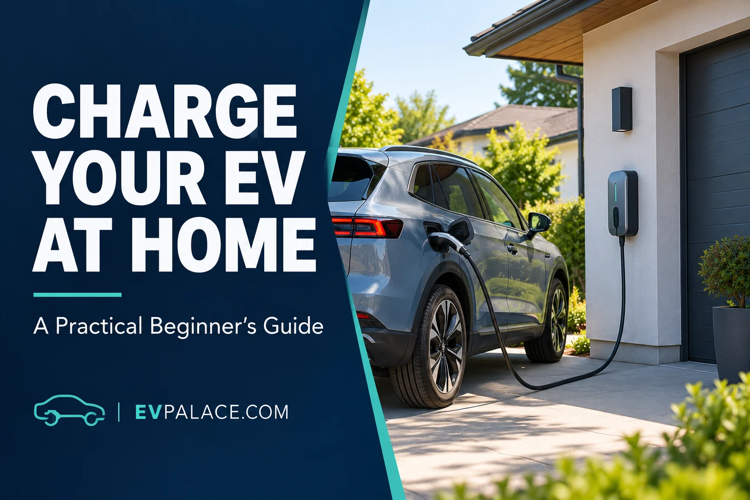 Electric car connected to a home charger